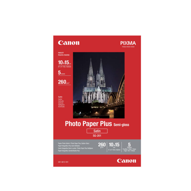 Φωτογραφικό Χαρτί CANON Semi-Gloss 10 x15cm 260g/m² 5 φύλλα (1686B072) (CAN-SG-201) Φωτογραφικό Χαρτί CANON Semi-Gloss 10 x15cm 260g/m² 5 φύλλα (1686B072) (CAN-SG-201)