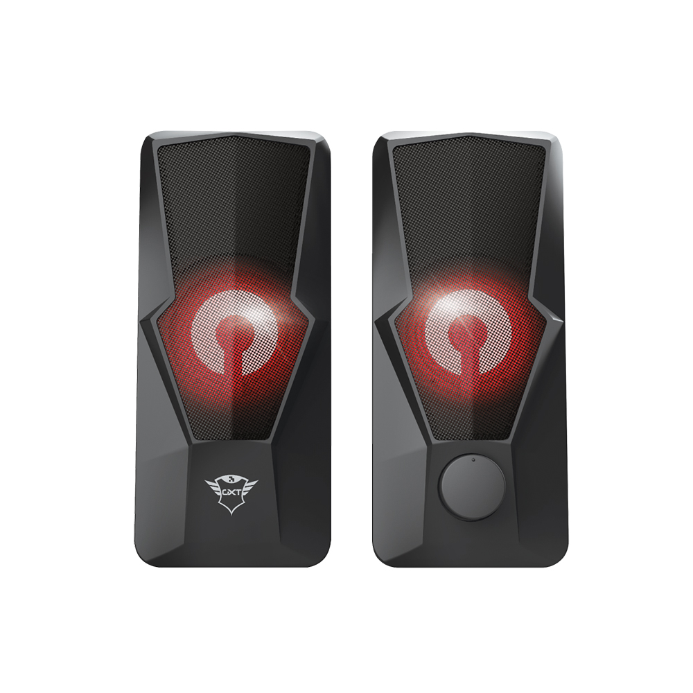 Trust GXT 610 Argus – Enceintes PC Gaming LED RGB 20W, Son Stéréo Puissant, Éclairage Pulsant, USB & 3.5mm, Noir