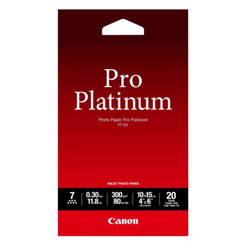 Φωτογραφικό Χαρτί Pro Platinum CANON A6 Glossy 300g/m² 20 Φύλλα (2768B013) (CAN-PT-101A6) Φωτογραφικό Χαρτί Pro Platinum CANON A6 Glossy 300g/m² 20 Φύλλα (2768B013) (CAN-PT-101A6)