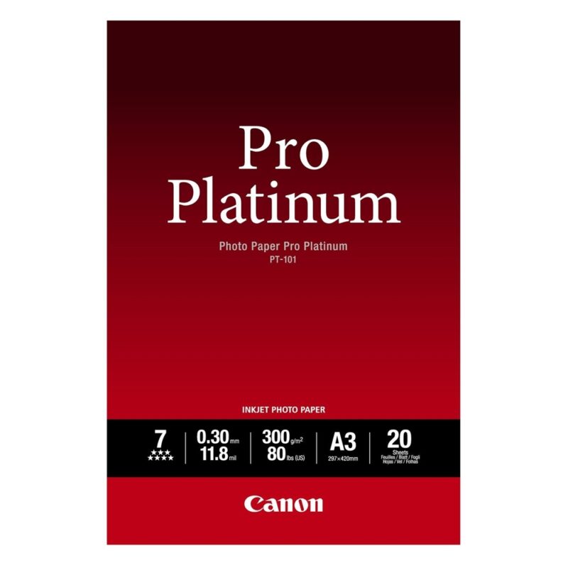 Φωτογραφικό Χαρτί Pro Platinum CANON A3 Glossy 300g/m² 20 Φύλλα (2768B017) (CAN-PT-101A3) Φωτογραφικό Χαρτί Pro Platinum CANON A3 Glossy 300g/m² 20 Φύλλα (2768B017) (CAN-PT-101A3)