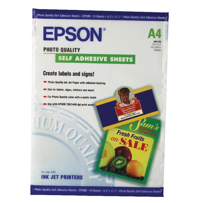 Φωτογραφικό Χαρτί EPSON A4 Self Adhesive 167 g/m² 10 Φύλλα (C13S041106) (EPSS041106) Φωτογραφικό Χαρτί EPSON A4 Self Adhesive 167 g/m² 10 Φύλλα (C13S041106) (EPSS041106)