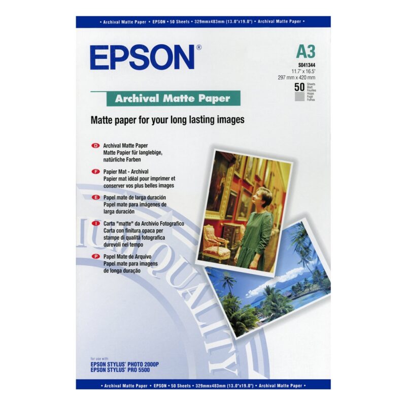Φωτογραφικό Χαρτί EPSON A3 Archival Matte 192g/m² 50 Φύλλα (C13S041344) (EPSS041344) Φωτογραφικό Χαρτί EPSON A3 Archival Matte 192g/m² 50 Φύλλα (C13S041344) (EPSS041344)