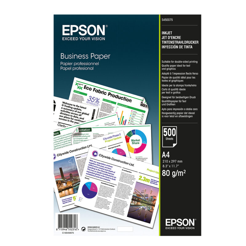 Χαρτί EPSON Business Paper A4 80 g/m² 500 Φύλλα (C13S450075) (EPSS450075) Χαρτί EPSON Business Paper A4 80 g/m² 500 Φύλλα (C13S450075) (EPSS450075)