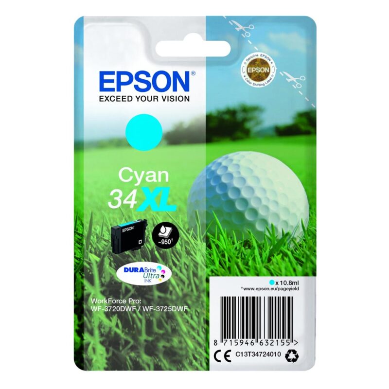 Epson Μελάνι Inkjet No.34XL Cyan (C13T34724010) (EPST347240) Epson Μελάνι Inkjet No.34XL Cyan (C13T34724010) (EPST347240)