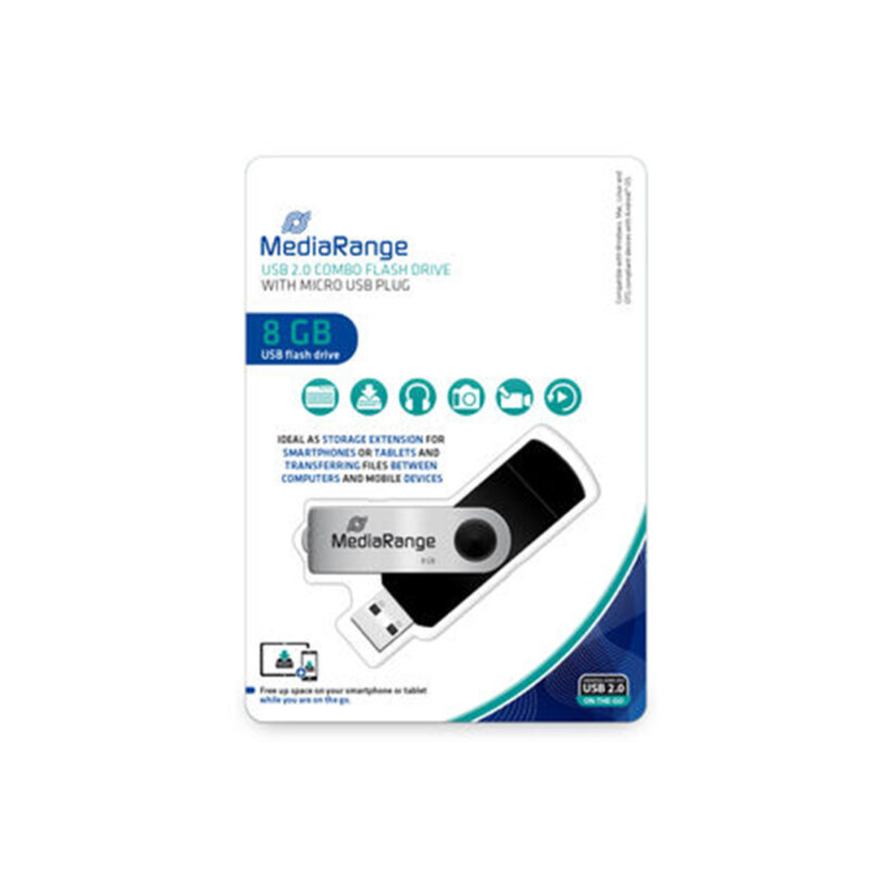 MediaRange USB combo flash drive with micro USB (OTG) plug