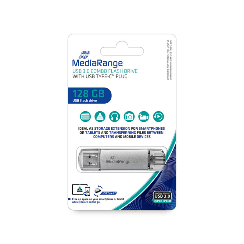 MediaRange USB 3.1 Combo Flash Drive with USB Type-C™ plug