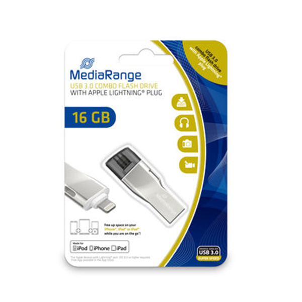 MediaRange USB 3.0 Combo Flash Drive with Apple Lightning plug 16GB (MR981) MediaRange USB 3.0 Combo Flash Drive with Apple Lightning plug 16GB (MR981)