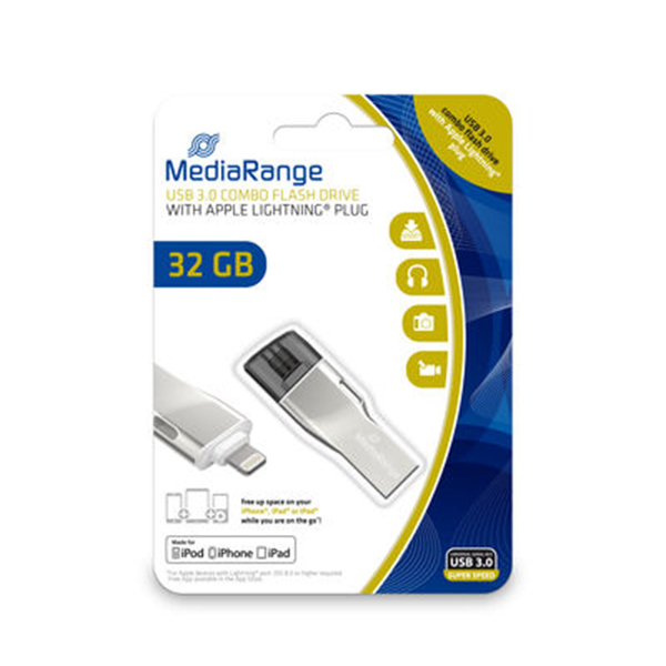 MediaRange USB 3.0 Combo Flash Drive with Apple Lightning plug 32GB (MR982) MediaRange USB 3.0 Combo Flash Drive with Apple Lightning plug 32GB (MR982)