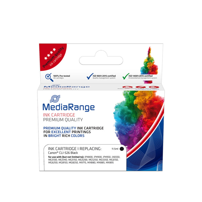 Inkjet MEDIARANGE Συμβατό για Εκτυπωτές Canon (Black) (CLI-526BK) (MRCC526BK) Inkjet MEDIARANGE Συμβατό για Εκτυπωτές Canon (Black) (CLI-526BK) (MRCC526BK)