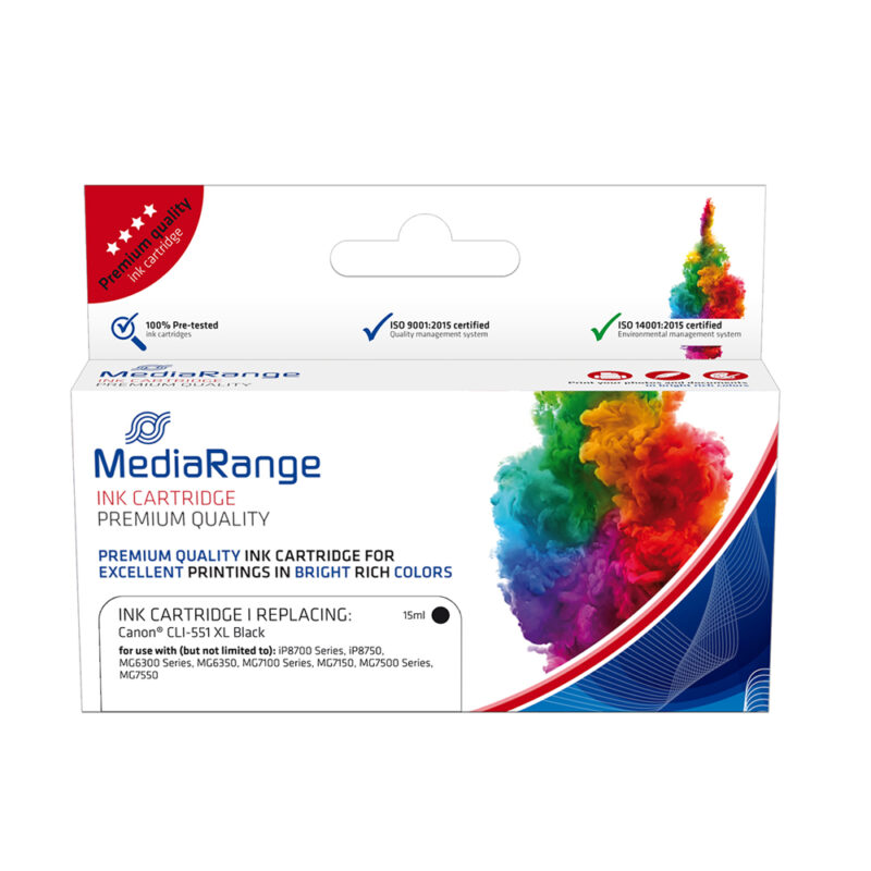 Inkjet MEDIARANGE Συμβατό για Εκτυπωτές Canon (Black) (CLI-551BKXL) (MRCC551BKXL) Inkjet MEDIARANGE Συμβατό για Εκτυπωτές Canon (Black) (CLI-551BKXL) (MRCC551BKXL)