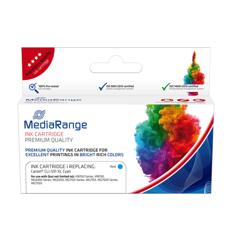 Inkjet MEDIARANGE Συμβατό για Εκτυπωτές Canon (Cyan) (CLI-551CXL) (MRCC551CXL)