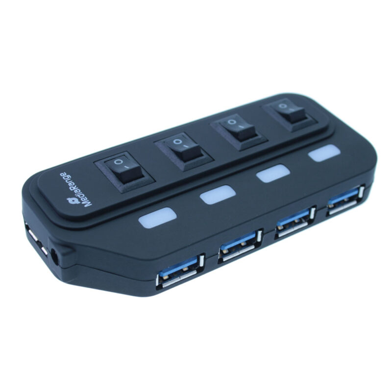 MediaRange Usb Hub 4-Port Usb 3.0 (Black) (MRCS505) MediaRange Usb Hub 4-Port Usb 3.0 (Black) (MRCS505)