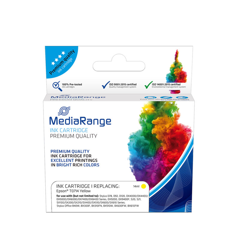 Inkjet MEDIARANGE Συμβατό για Εκτυπωτές Epson (Yellow) (T0714) (MRET071Y) Inkjet MEDIARANGE Συμβατό για Εκτυπωτές Epson (Yellow) (T0714) (MRET071Y)