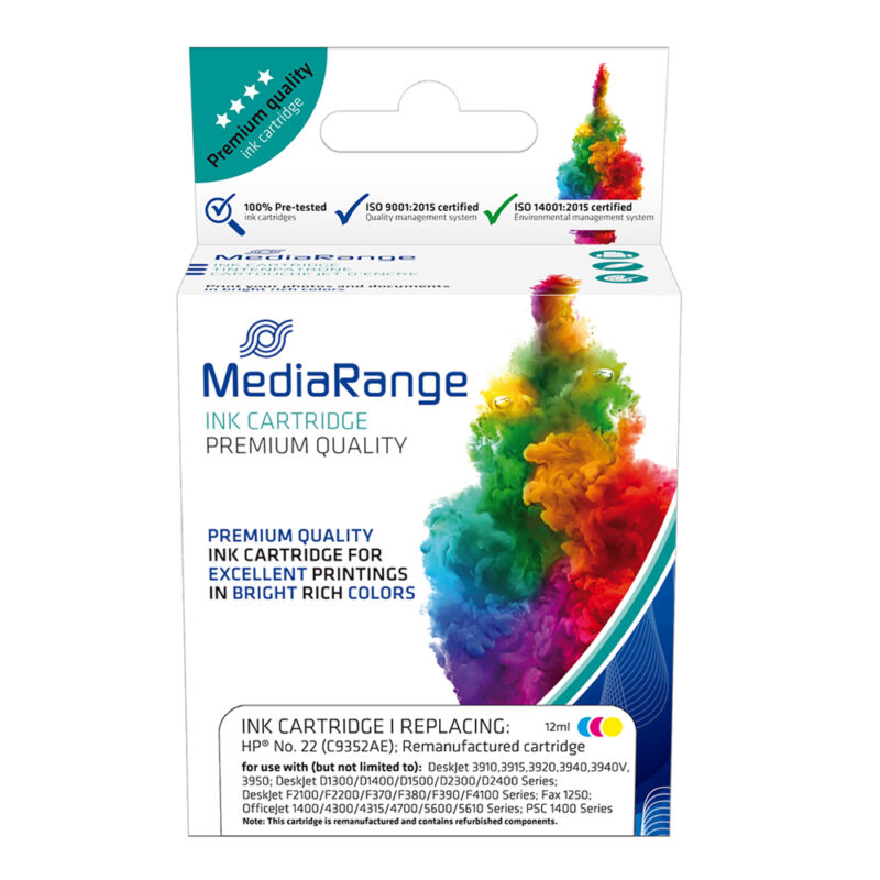Inkjet MEDIARANGE Συμβατό για Εκτυπωτές HP (Colour) (No.22) (C9352A) (MRHP22CMY)