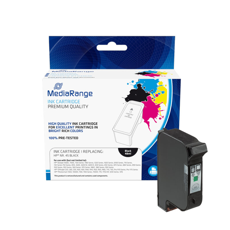 Inkjet MEDIARANGE Συμβατό για Εκτυπωτές HP (Black) (No.45) (51645AE) (MRHP45BK)