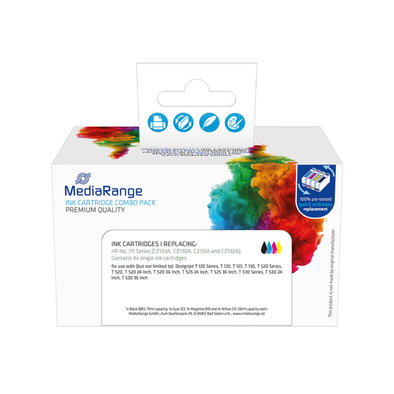 Inkjet MEDIARANGE Συμβατό για Εκτυπωτές HP (Multipack) (No.711) (CZ129A/30A/31A/32A) (MRHP711MPK) Inkjet MEDIARANGE Συμβατό για Εκτυπωτές HP (Multipack) (No.711) (CZ129A/30A/31A/32A) (MRHP711MPK)