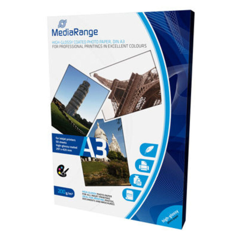 Φωτογραφικό Χαρτί MediaRange για Inkjet Εκτυπωτές A3 High-Glossy 200g/m² 50 Φύλλα (MRINK109) Φωτογραφικό Χαρτί MediaRange για Inkjet Εκτυπωτές A3 High-Glossy 200g/m² 50 Φύλλα (MRINK109)