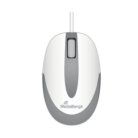 MediaRange Optical Mouse Corded 3-Button Compact-sized (White/Grey