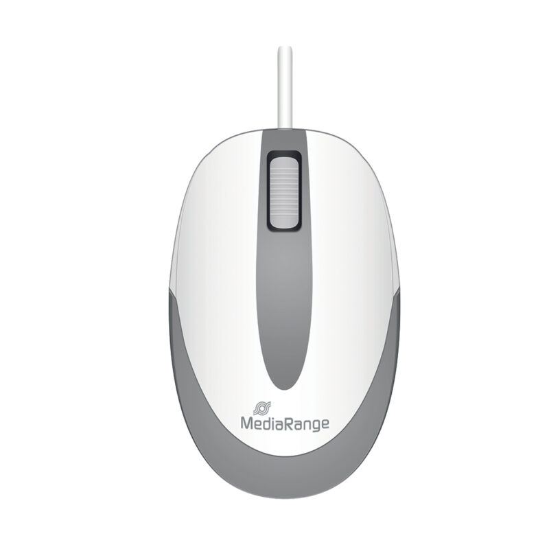 MediaRange Optical Mouse Corded 3-Button Compact-sized (White/Grey MediaRange Optical Mouse Corded 3-Button Compact-sized (White/Grey