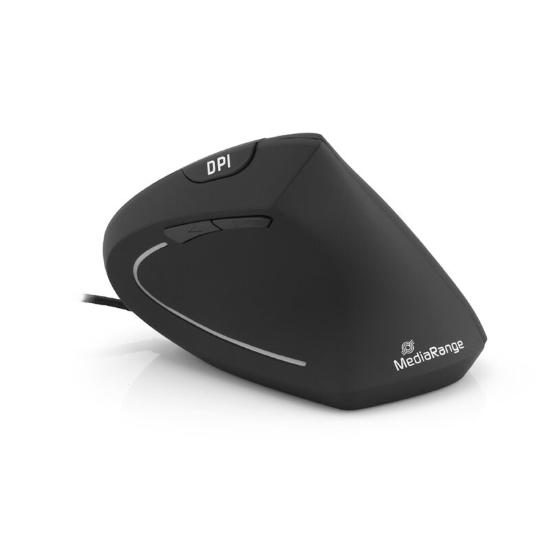 MediaRange Corded ergonomic 6-button optical mouse for right-handers (Black