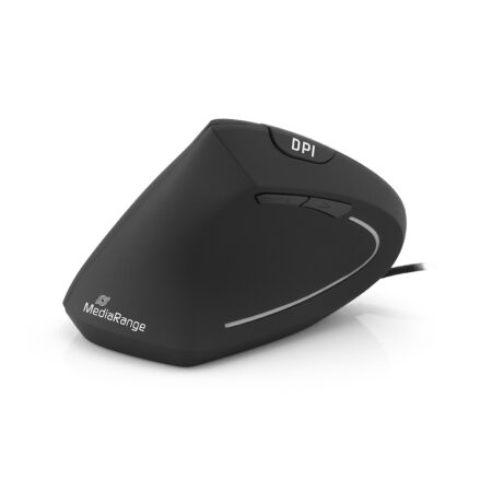 MediaRange Corded ergonomic 6-button optical mouse for left-handers (Black